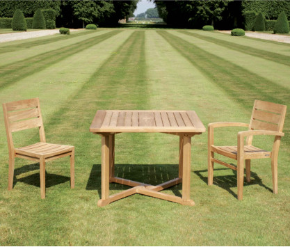 Square teak table