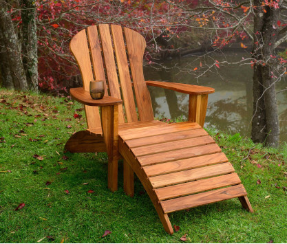 Teak armchair and footrest