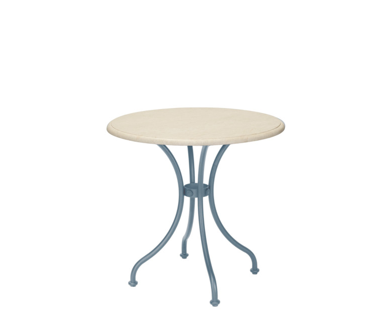 Table bistrot pieds cintrés - plateau marbre blanc 1800 Bleu