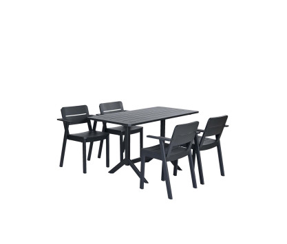 4 Fauteuils + 1 table rectangulaire en aluminium