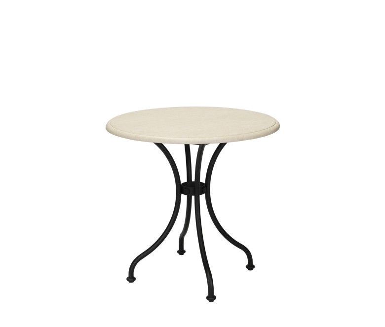 Table bistrot pieds cintrés - plateau marbre blanc 1800 Noir