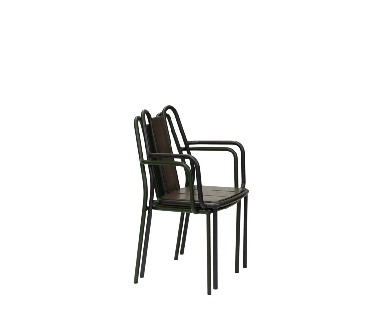 Fauteuil empilable en aluminium et frêne